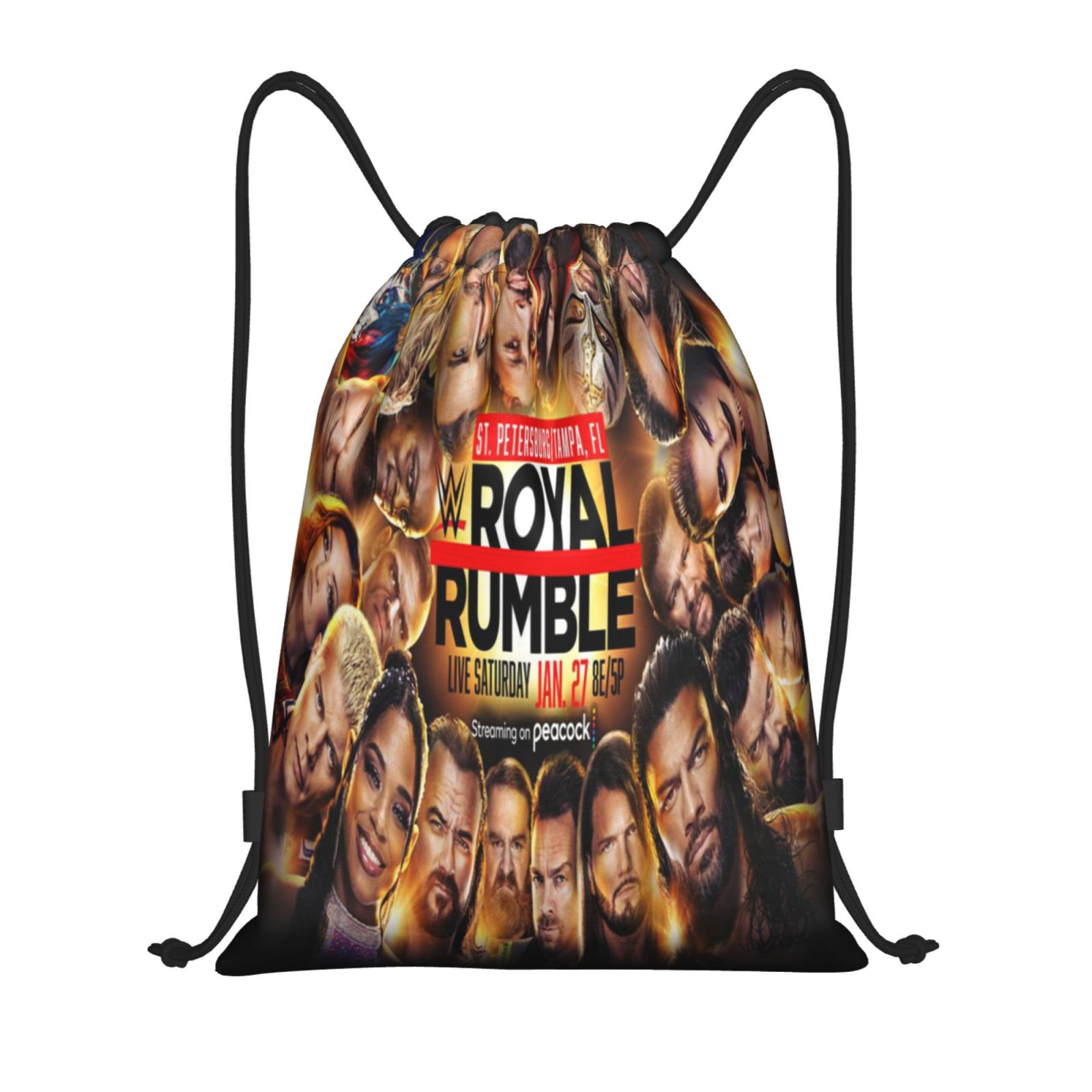 Wwe Drawstring Bag Sports Fitness Bag Waterproof Rope Bag For Training Traveling Hiking Gym Sackpack String Bag For Women Men Small